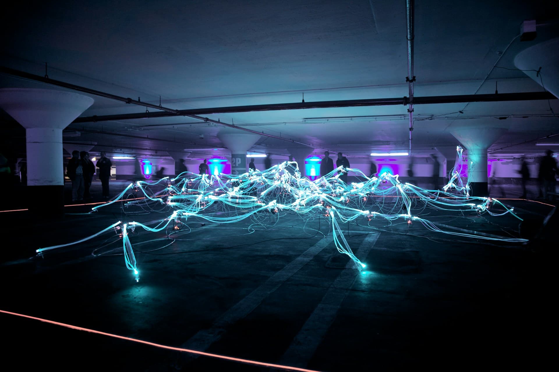 light trails in car park