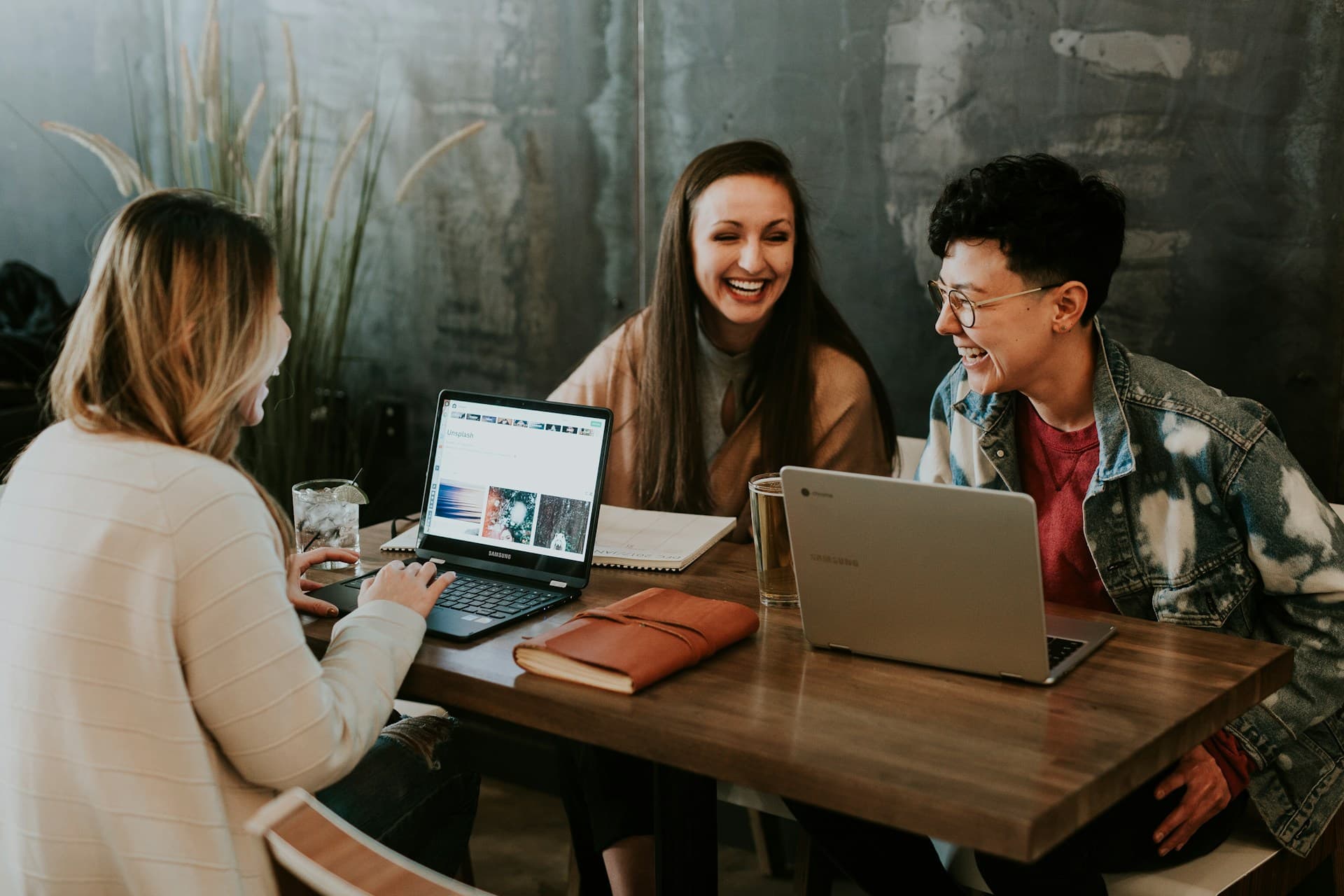 Group working on a laptop together