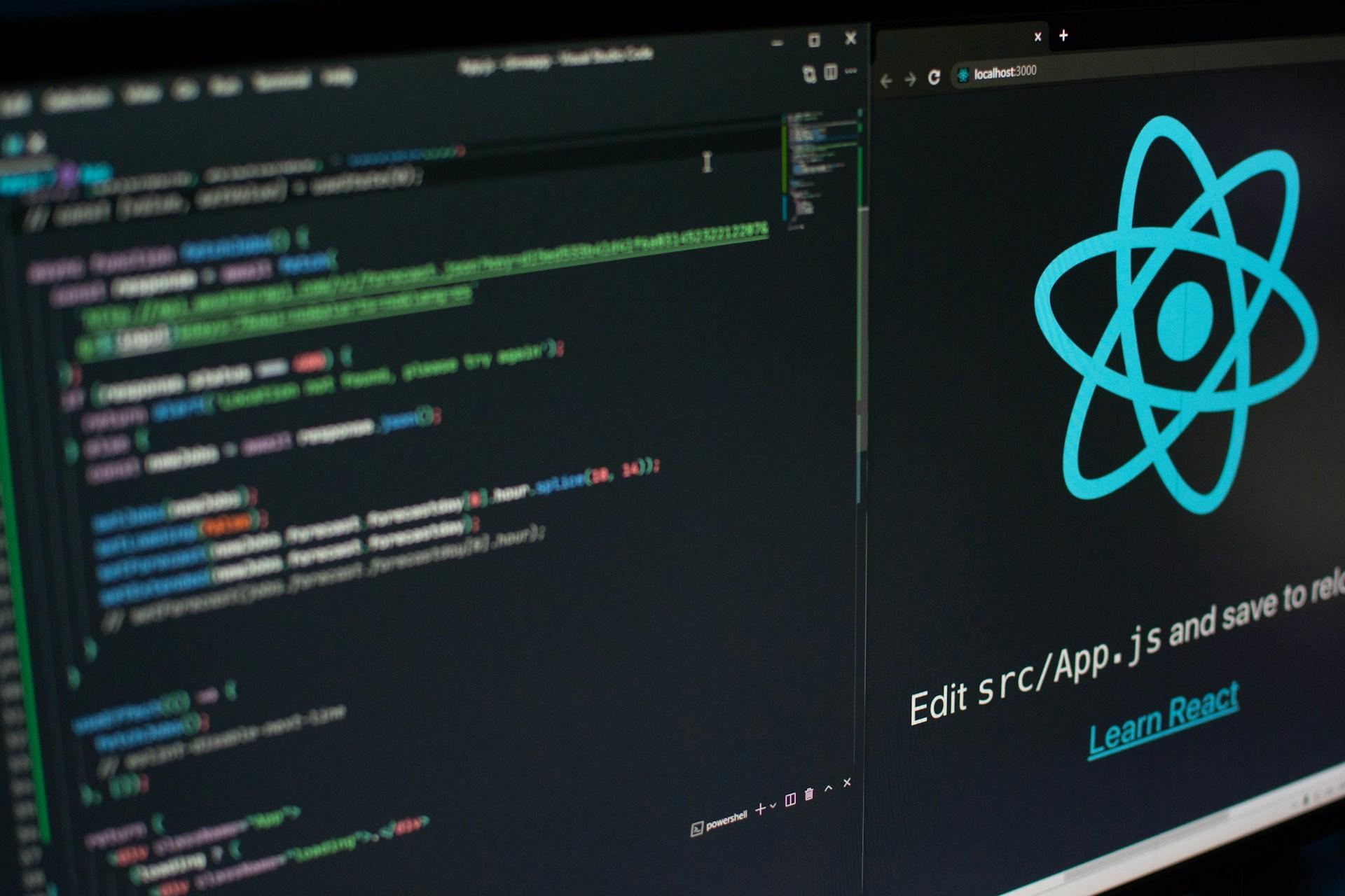 React Development coding screen