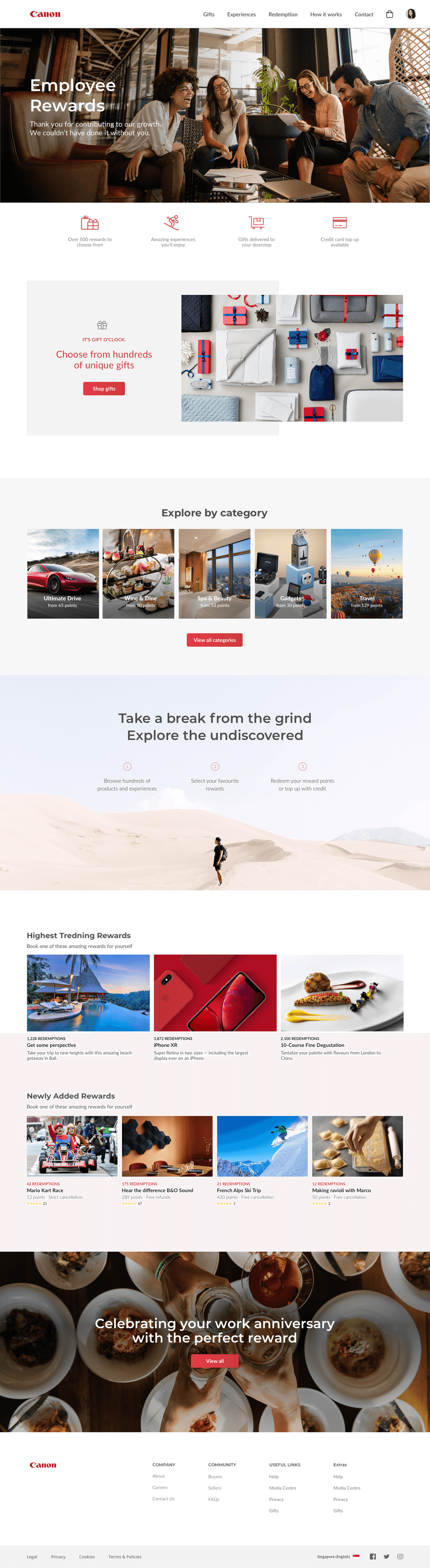 Canon website showcase