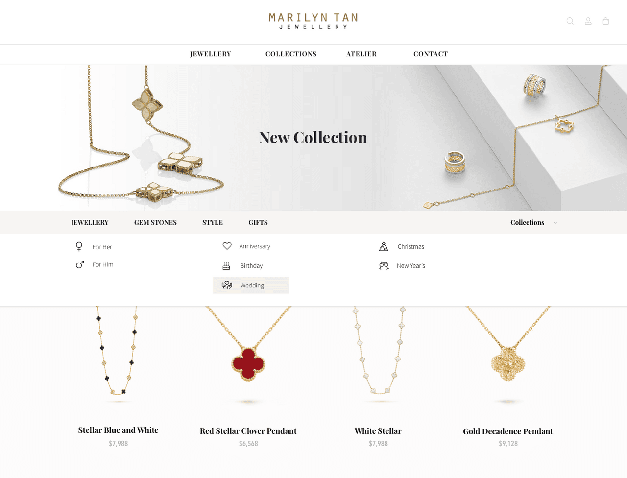 Marilyn Tan jewellery website showcase