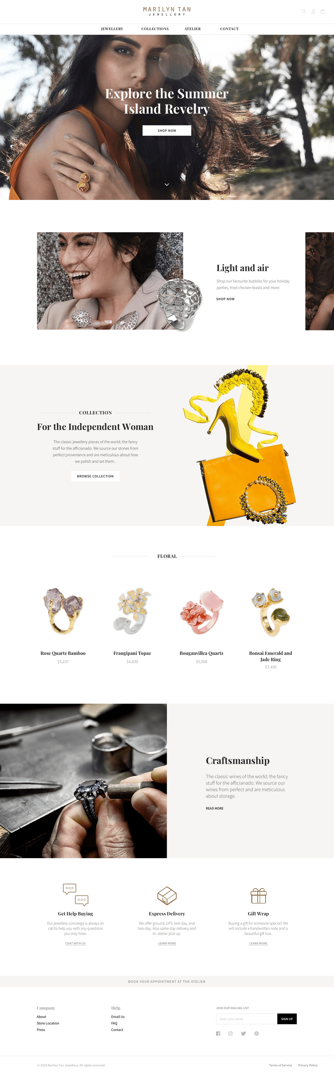 Marilyn Tan jewellery website showcase