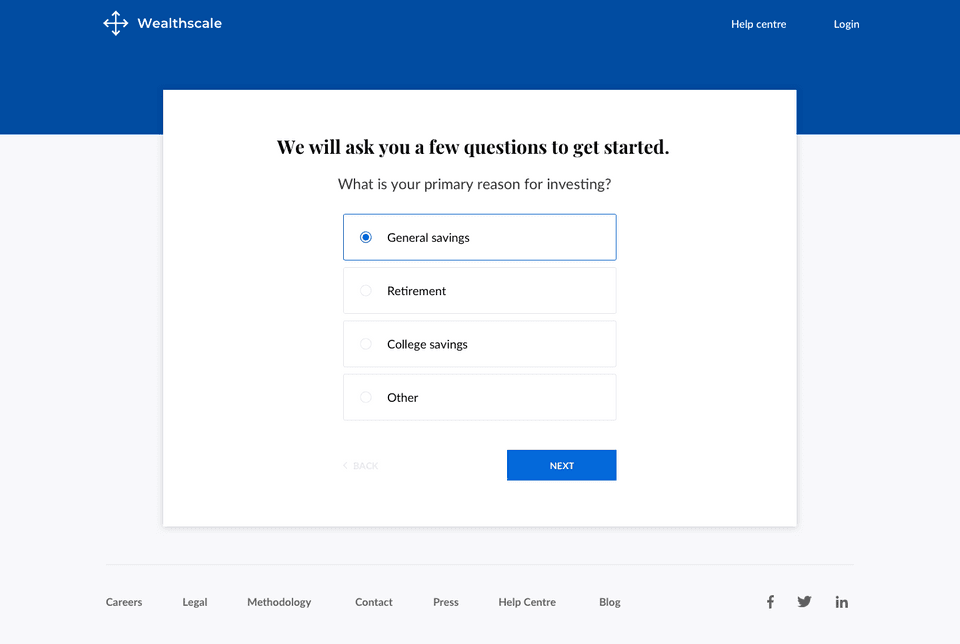 Wealthscale survey page